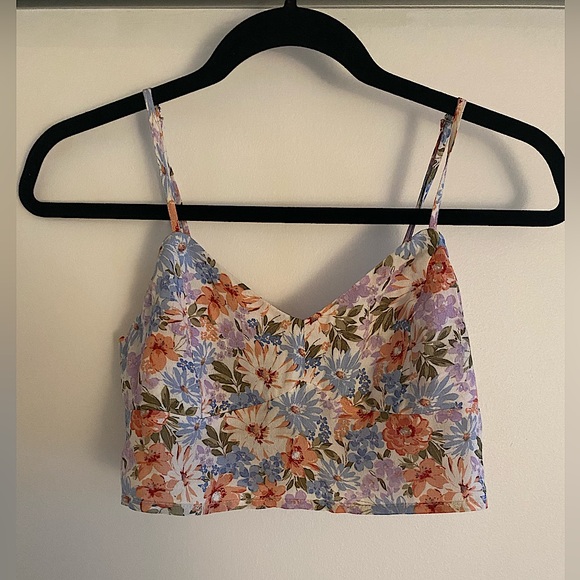 Stradivarius floral crop top - worn once size S - Picture 1 of 4